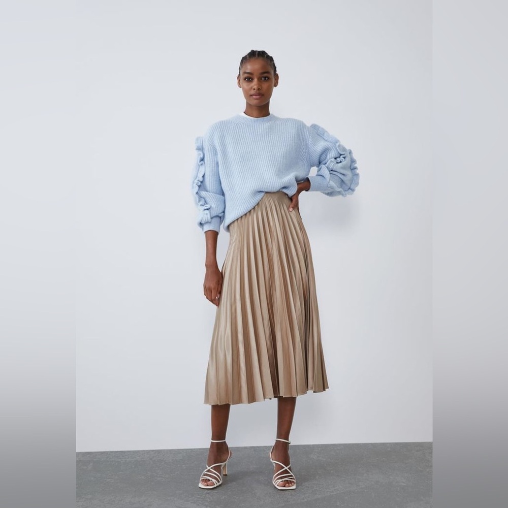 ZARA Metallic Pleated Skirt